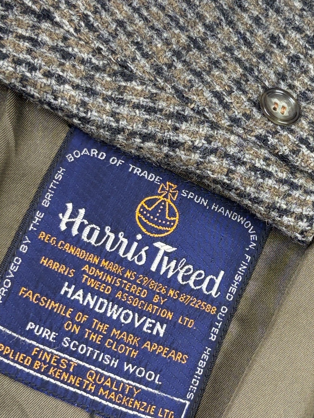 Vintage Harris Tweed Sport Coat Mens 42R 44R Gray Blue Check Wool Blazer 70s 80s